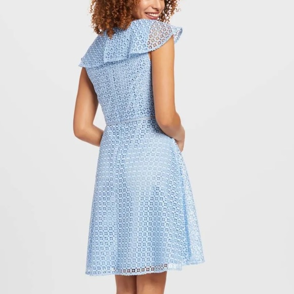 DRAPER JAMES light blue lattice lace a-line dress 8 - Picture 2 of 13